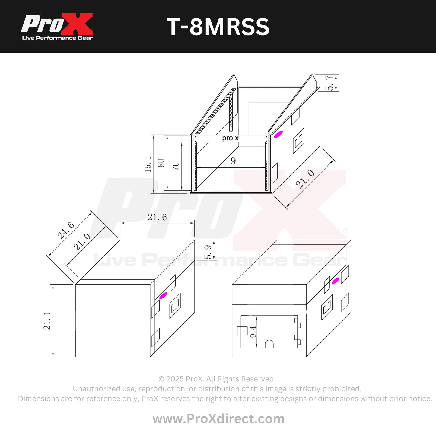 ProX T-8MRSS 8U Rack x 10U Top Mixer DJ Combo Flight Case