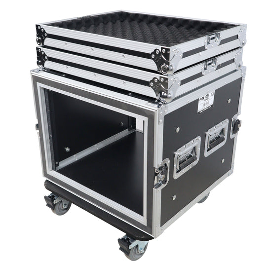 ProX T-8RSP 8U Shockproof Rack Mount Flight Case With Casters