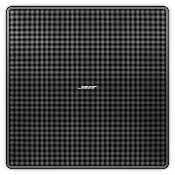 Bose black square grille for EdgeMax EM90/EM180 loudspeaker, front view with perforated mesh and Bose logo
