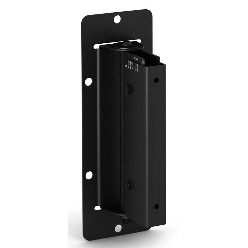 Bose bi-pivot bracket for MA12/MA12EX in black, angled view showing wall plate and pitch scale
