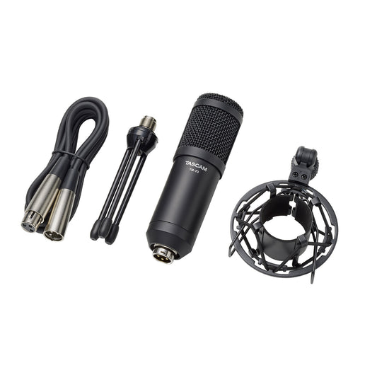 Tascam TM-70 Dynamic Broadcast Microphone with accessories