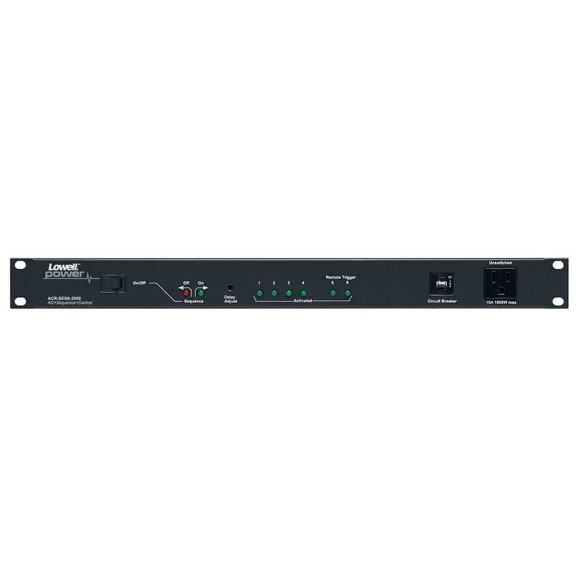 Lowell Rackmount Power Distribution Unit 1U AC Power Strip | 9 Outlets | 20A | 6-Step Sequencer, Remote Control