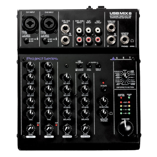ART USBMix6 6-Channel Mixer / USB Audio Interface top