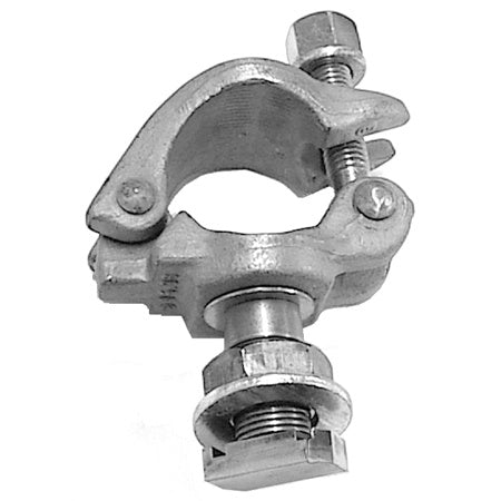 525 Track Tamer front view with galvanized pipe clamp, hex bolt and threaded hex nut assembly, City Theatrical