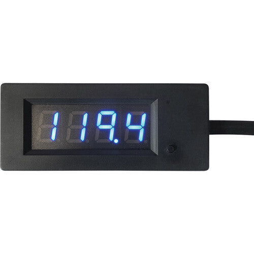 AtlasIED AP-LEDIP power distribution LED display module front panel showing blue 119.4 voltage readout