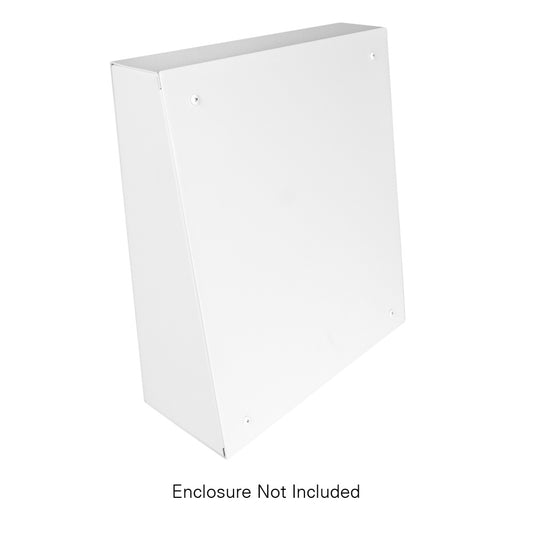 AtlasIED IP-SD-CVR cover plate at left angle installed on white IPX display enclosure, enclosure not included