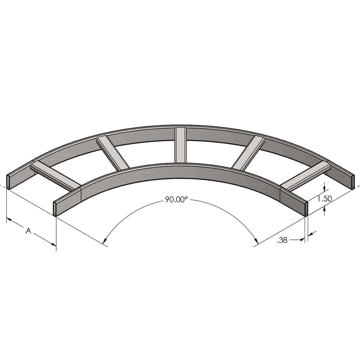 Lowell Cable Ladder Horizontal Turn 90-Degree Steel Rack Turn | 12"