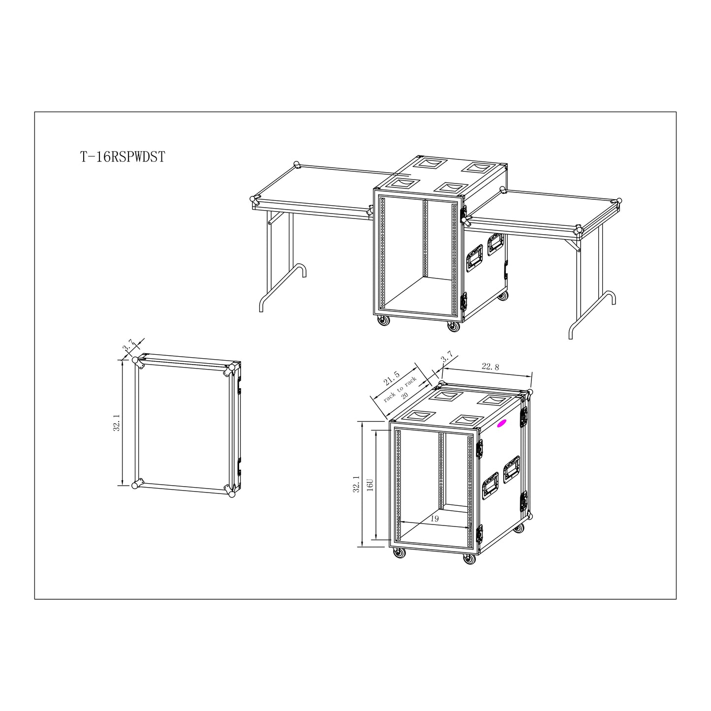 ProX T-16RSPWDST 16U Vertical Shockproof Amp Rack Case With Casters