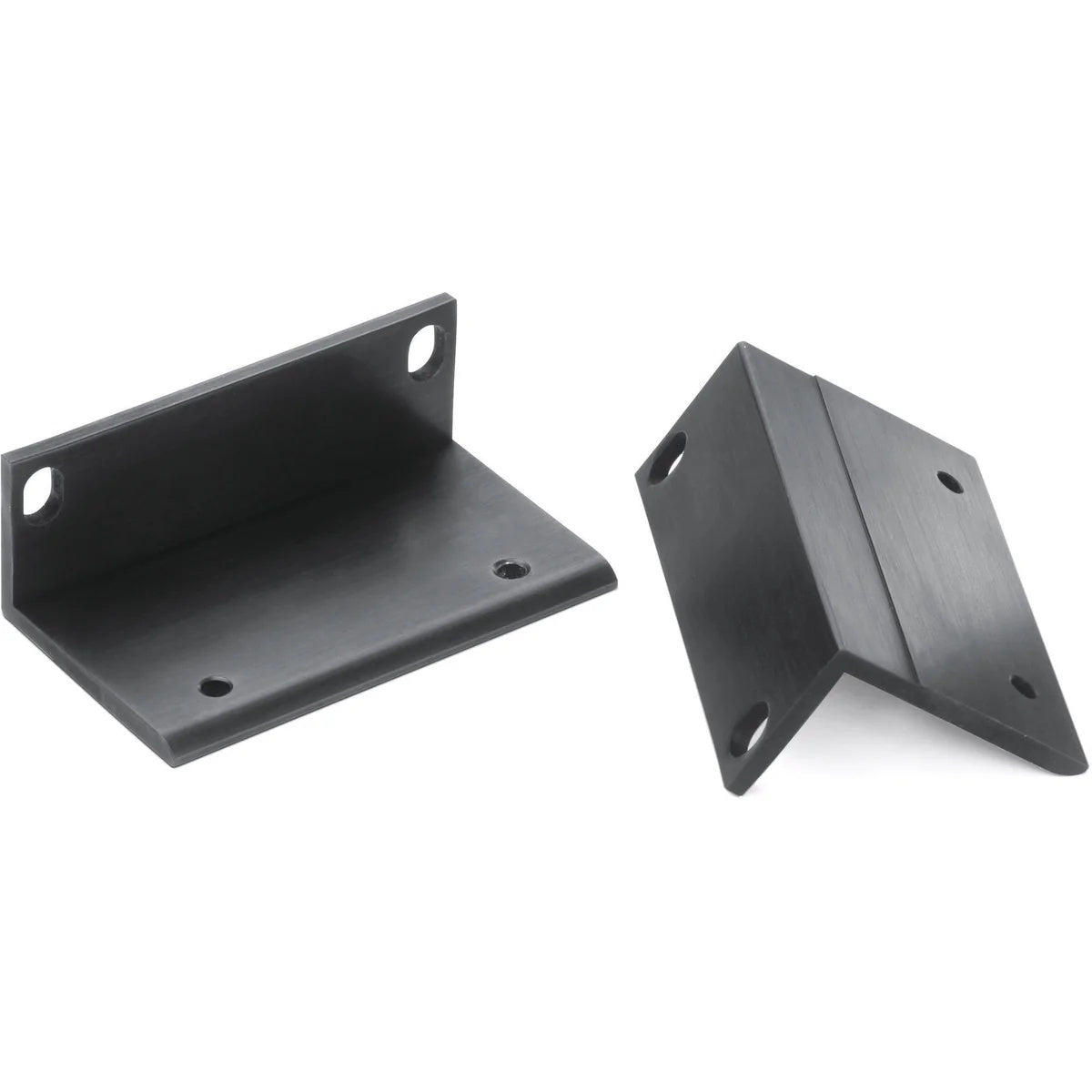 AtlasIED AARMK-HR half-rack mounting ears, pair of black L-shaped brackets with screw holes