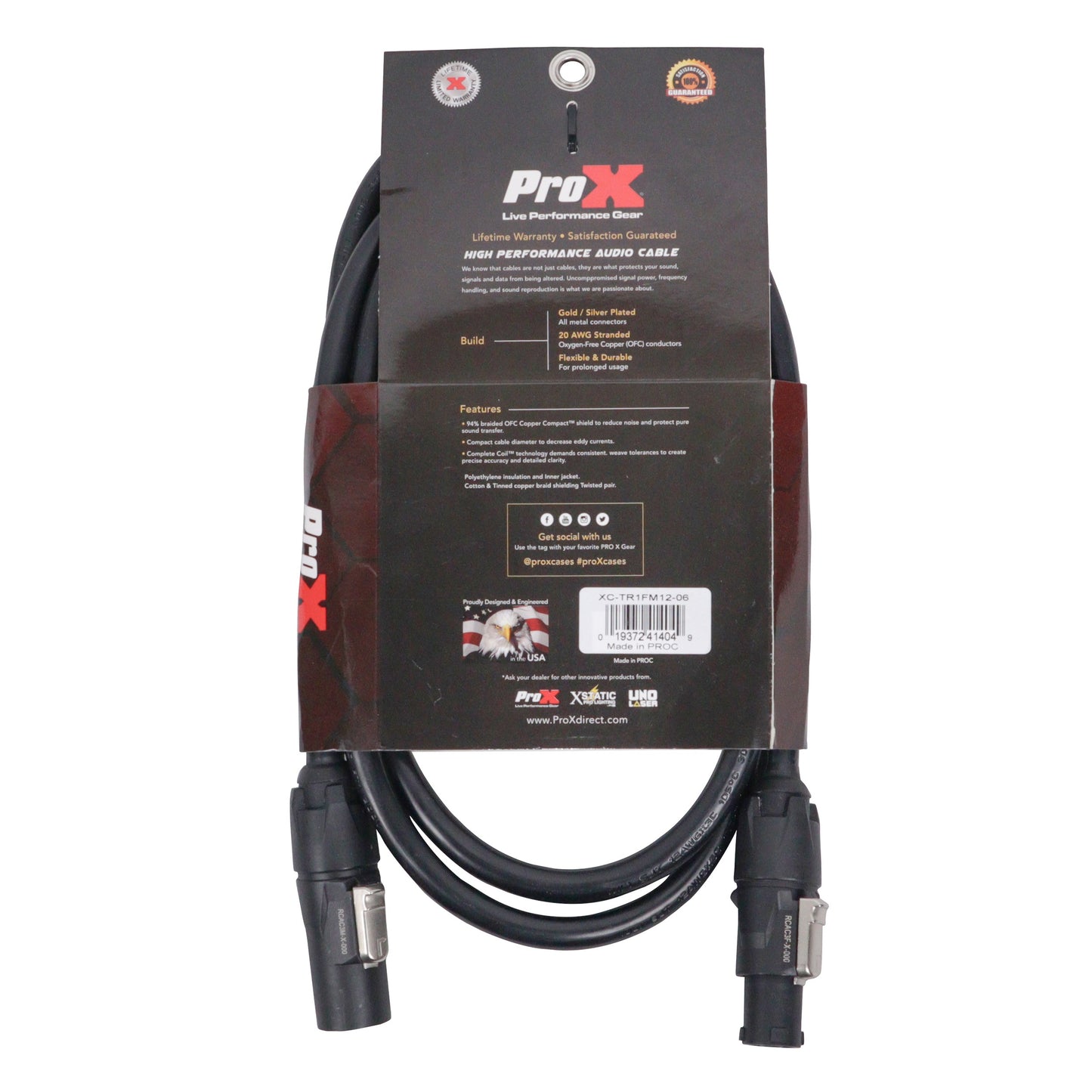 ProX XC-TR1FM12 Male to Female 12AWG Locking Power Cable | 6 ft