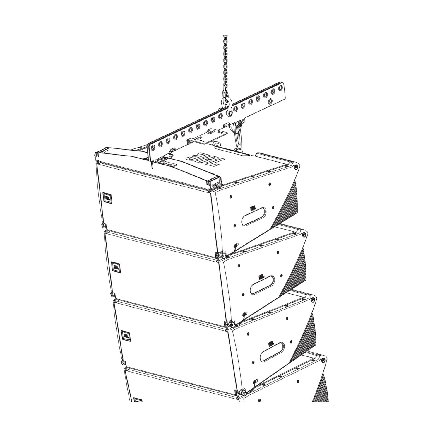 JBL SRX910LA AF Array Frame on speaker array diagram