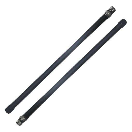 HL-ATN09 fiberglass antenna pair for Solidcom M1, two dark grey rods angled diagonally with silver threaded connectors at opposite ends, Hollyland