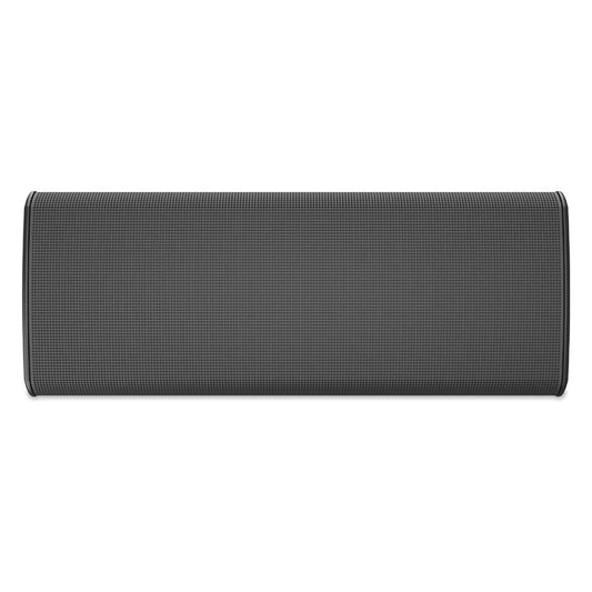 PL-DC26 straight-on front view of the black powder-coated grille and rounded cabinet edges, Q-SYS