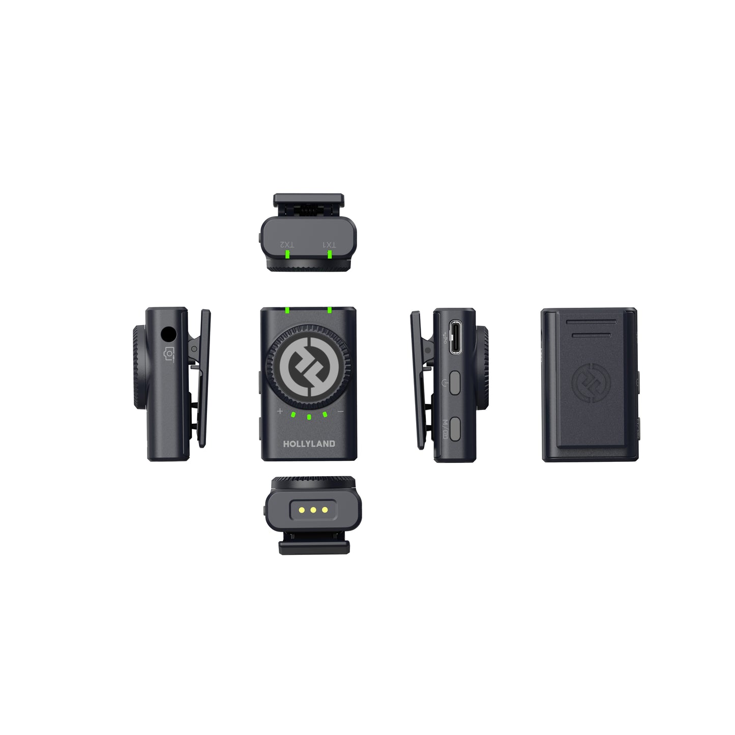 Hollyland LARK M2 Combo Dual-Channel Wireless Mic System | Shine Charcoal