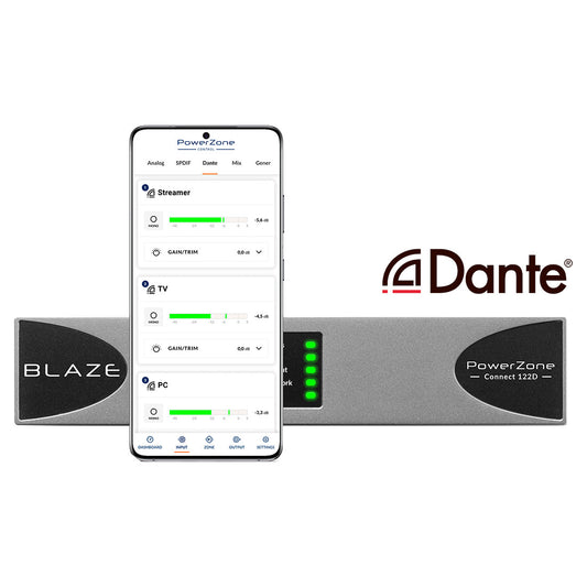 Blaze Audio PowerZone Connect 122D DSP-Enabled Dante Power Amplifier front