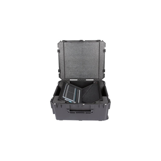 3i3026-15LV1 case front view open showing LV1 control surface in foam interior and convoluted foam lid liner, SKB