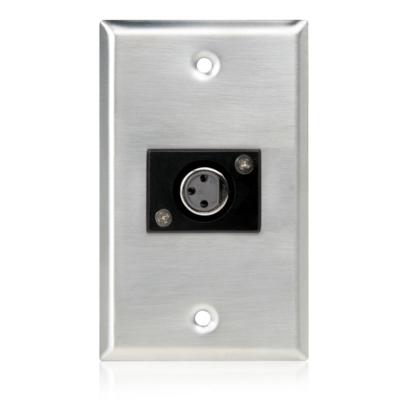 AtlasIED SG-XLR-F1 Single Gang Stainless Steel XLR Plate