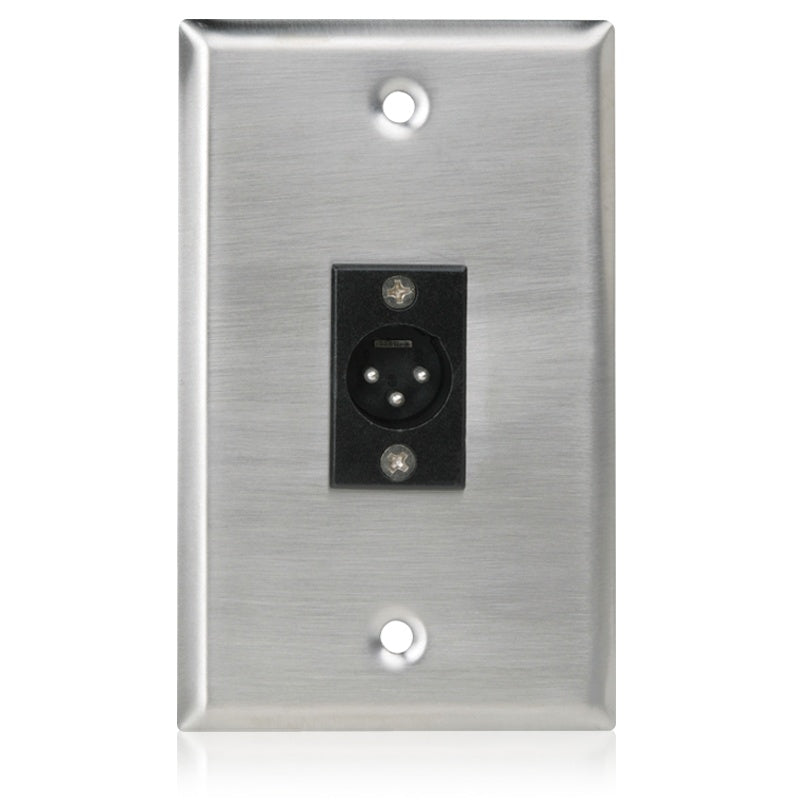 AtlasIED Single Gang Stainless Steel Plate with 3 Pin XLR | Male | 1