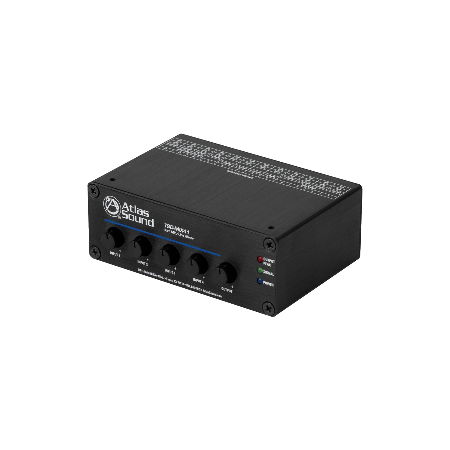 AtlasIED TSD-MIX41 4x1 Mic and Line Mixer for Install