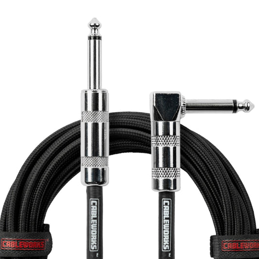 Gator Backline Straight To Right Angle Braided Instrument Cable | 10' | Black/Black