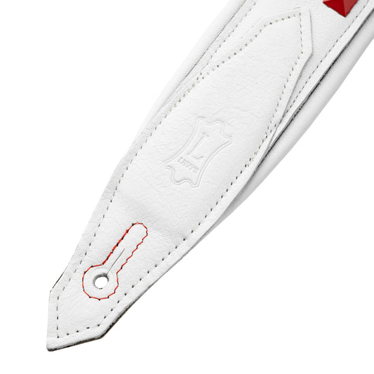 Levy's Leathers M81GRPDX Padded Garment Leather Strap with Red Studs | White
