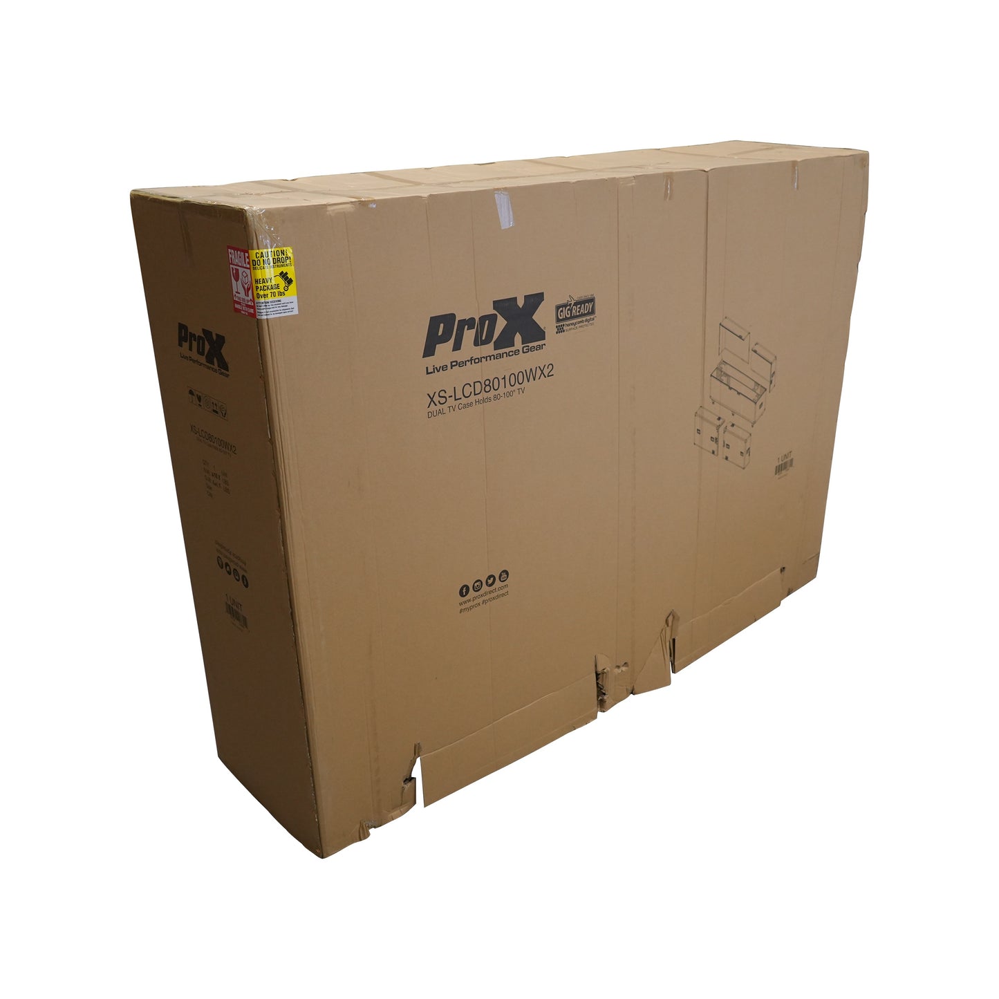 ProX Universal Dual Flat Panel Monitor Flight Case ATA Road Case | 80 in to 100 in
