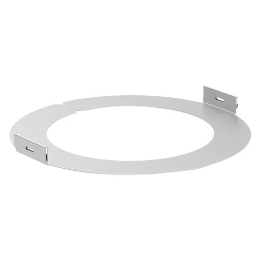 FC-8CR replacement C-ring angled view showing white steel ring with two slotted mounting tabs for 8 in FC IsoFlare ceiling speakers, AtlasIED