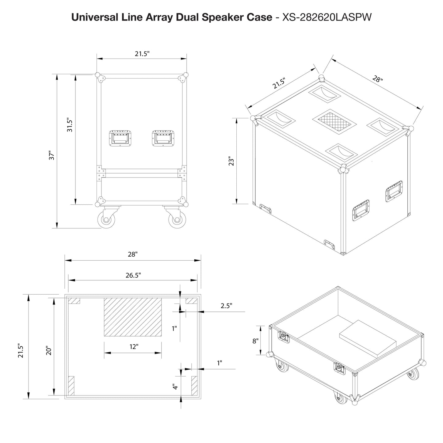 ProX XS-SP282620LAW Universal ATA Dual Speaker Flight Case