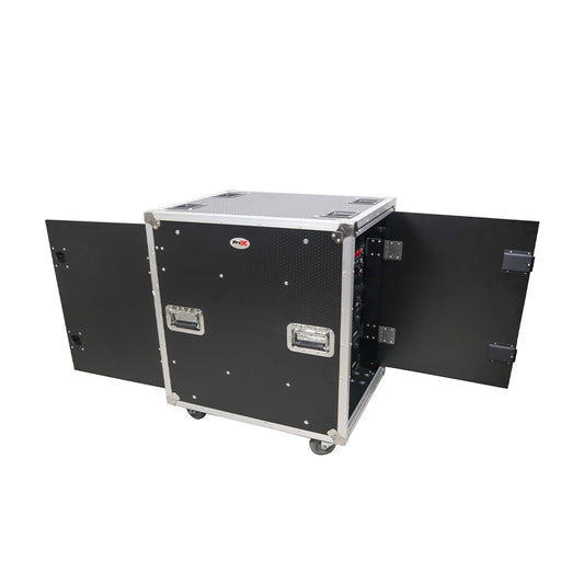 ProX Vertical Rack Shock Mount Case with Sliding Slam Doors | 12U | 24 in