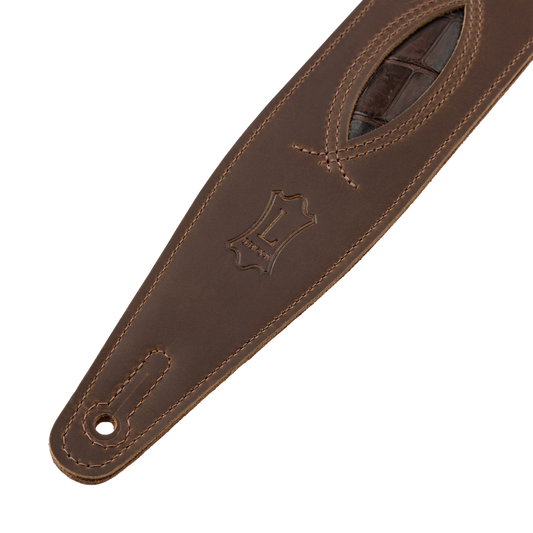 Gator M317SEL-BRN Levy's Whiskey Crocodile Leather Guitar Strap