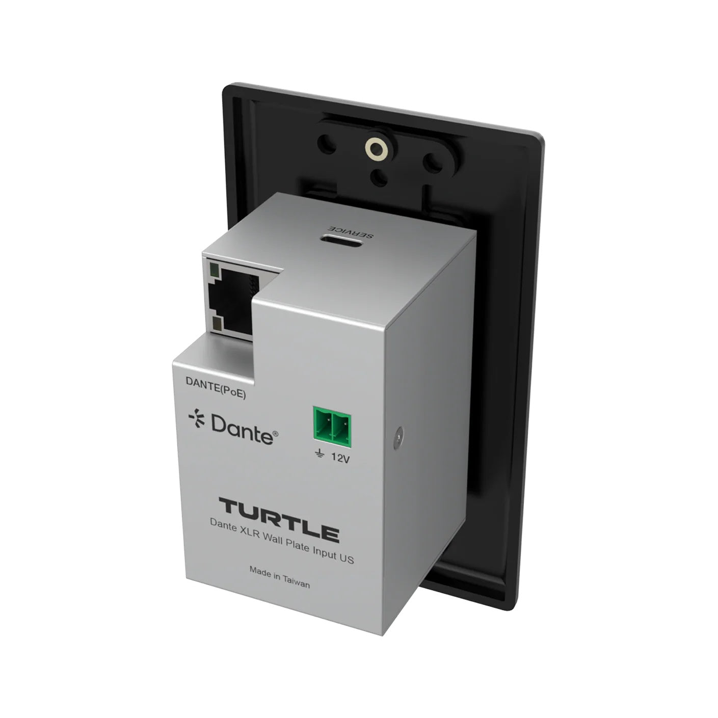 Turtle AV Dante XLR Input Wall Plate US 1-Gang Decora | Black