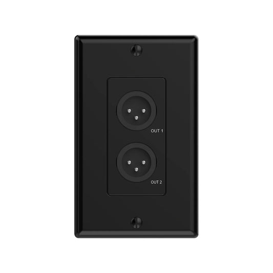 Turtle AV Dante XLR Output Wall Plate US 1-Gang Decora | Black