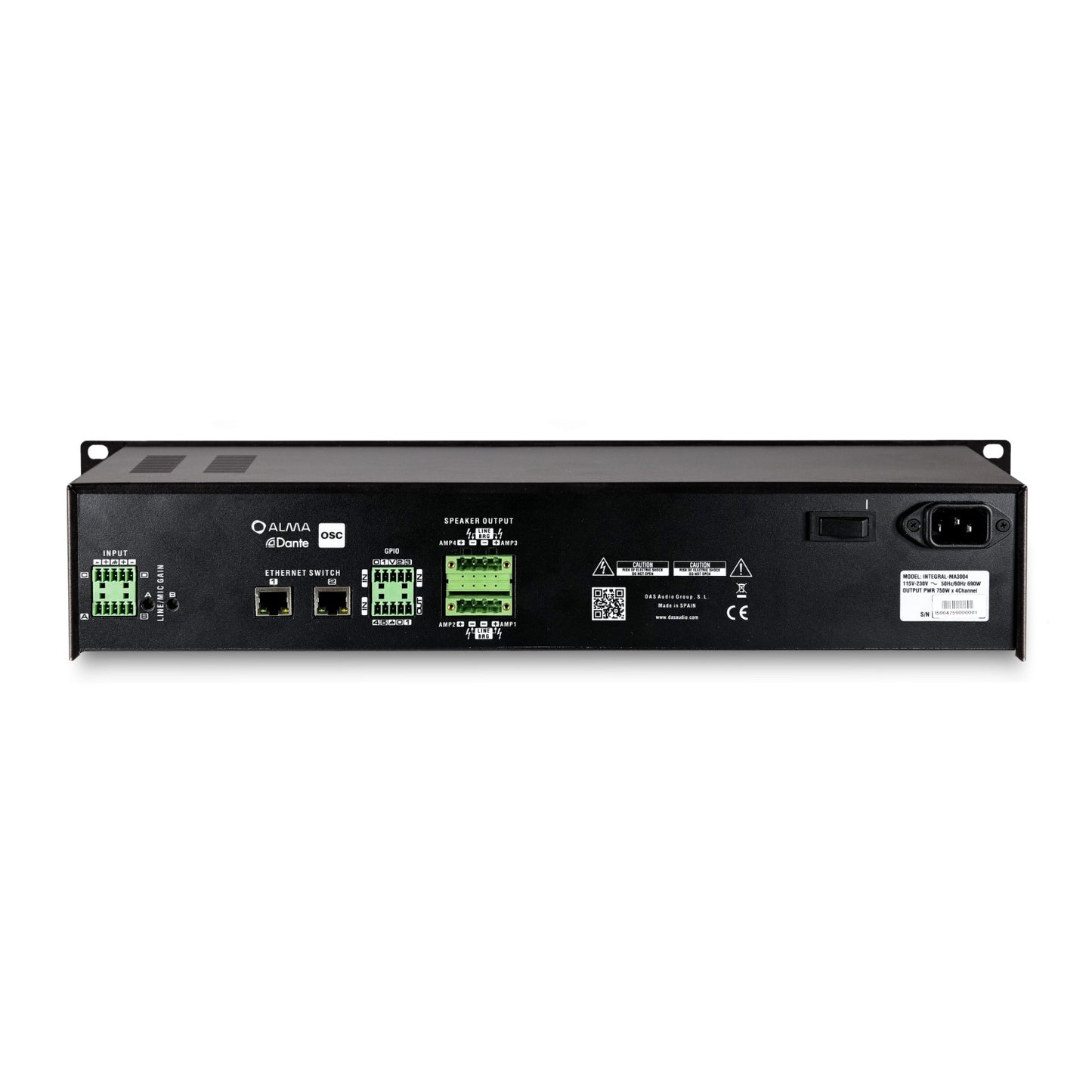DAS Audio 15004759 4-Channel Matrix Amplifier With DSP and Dante