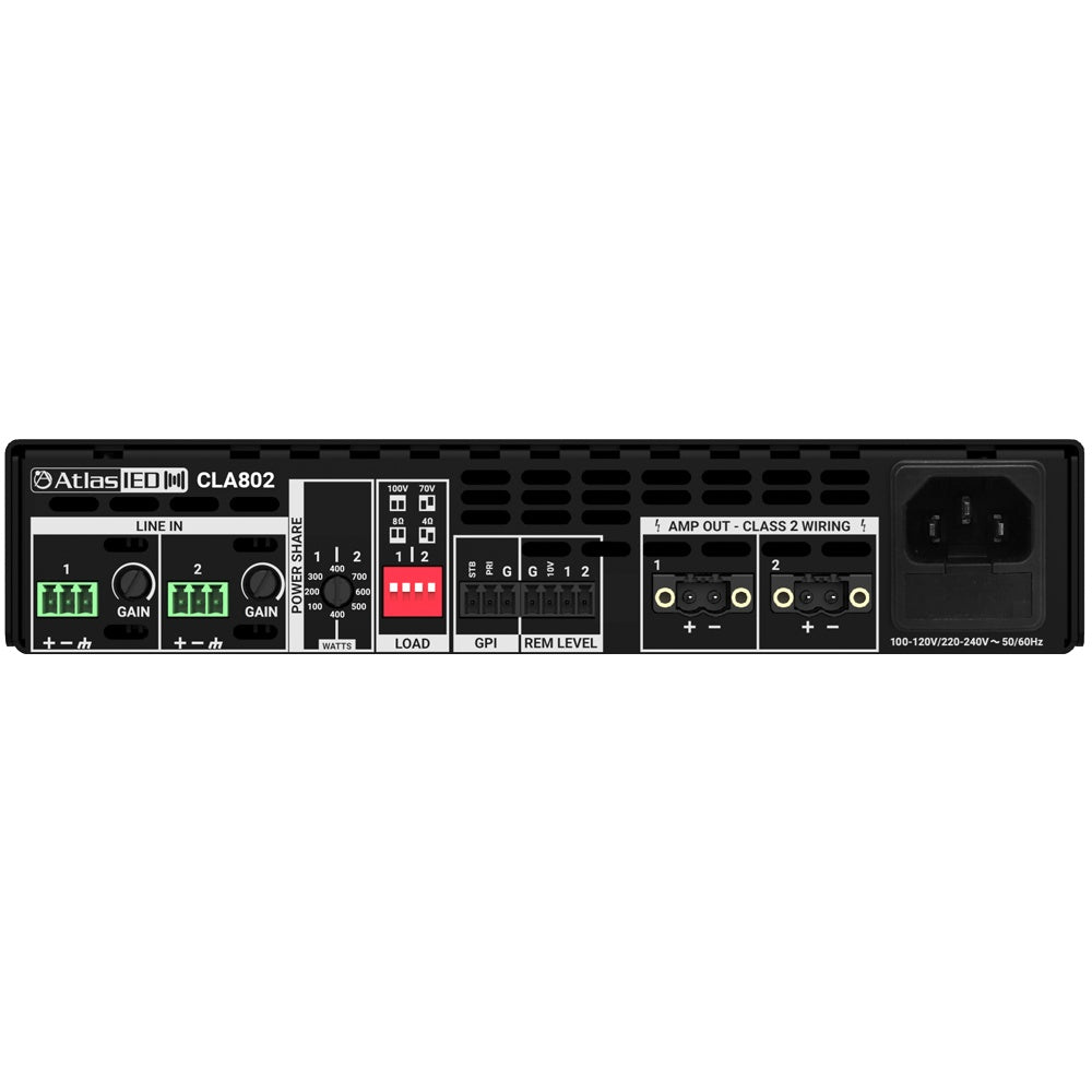 AtlasIED CLA802 Two-Channel 800W Multi-Impedance Power Share Amplifier