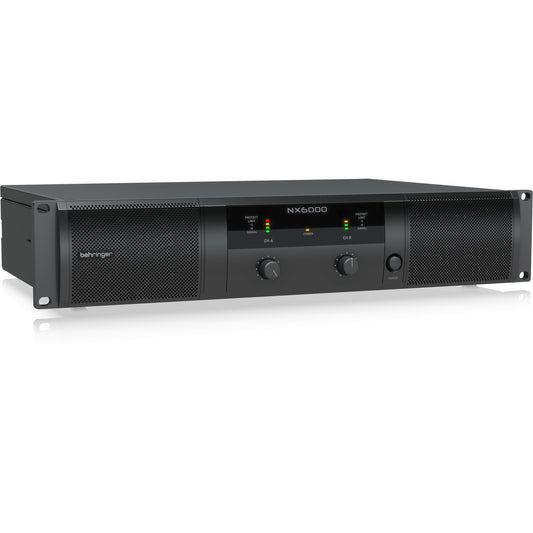 NX6000 front left angled view showing rack ears and perforated ventilation grilles, Behringer