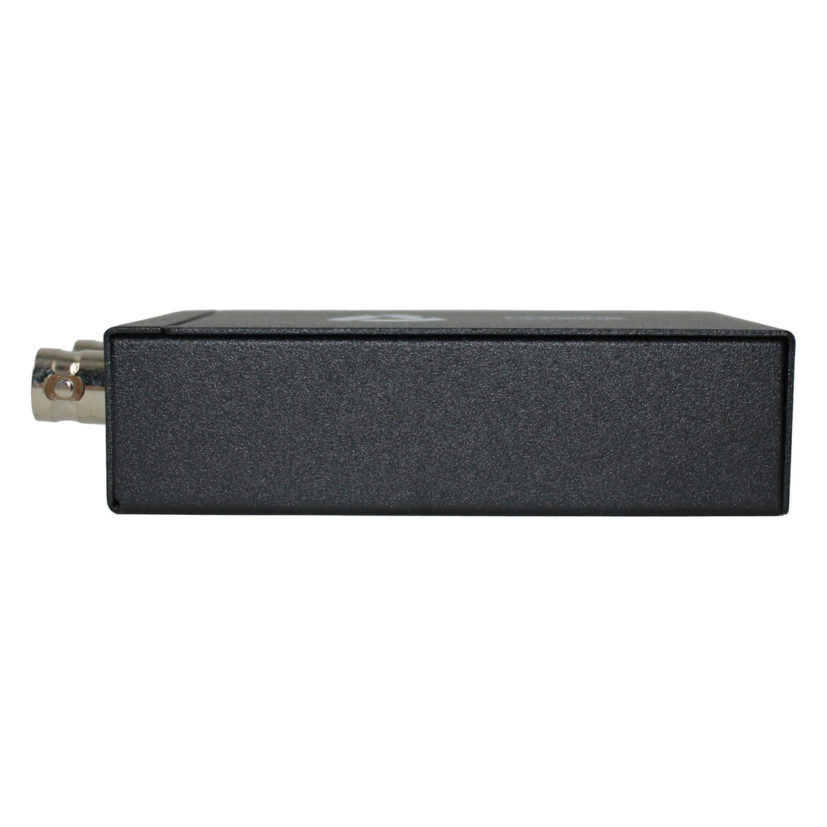 ALF-3GSDI-HD opposite side profile view with BNC connector at left end of compact metal case, Alfatron Electronics