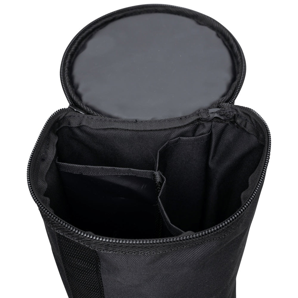 SH-STANDBAG mic stand bag open showing internal divider pockets for microphones and cables, Gator