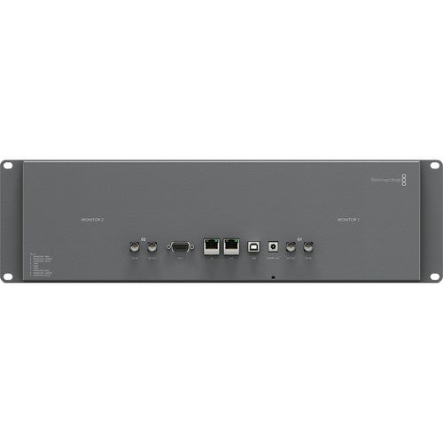 Blackmagic Design SmartView Duo rear panel with Monitor 1 and Monitor 2 BNC, Ethernet, USB and power connections