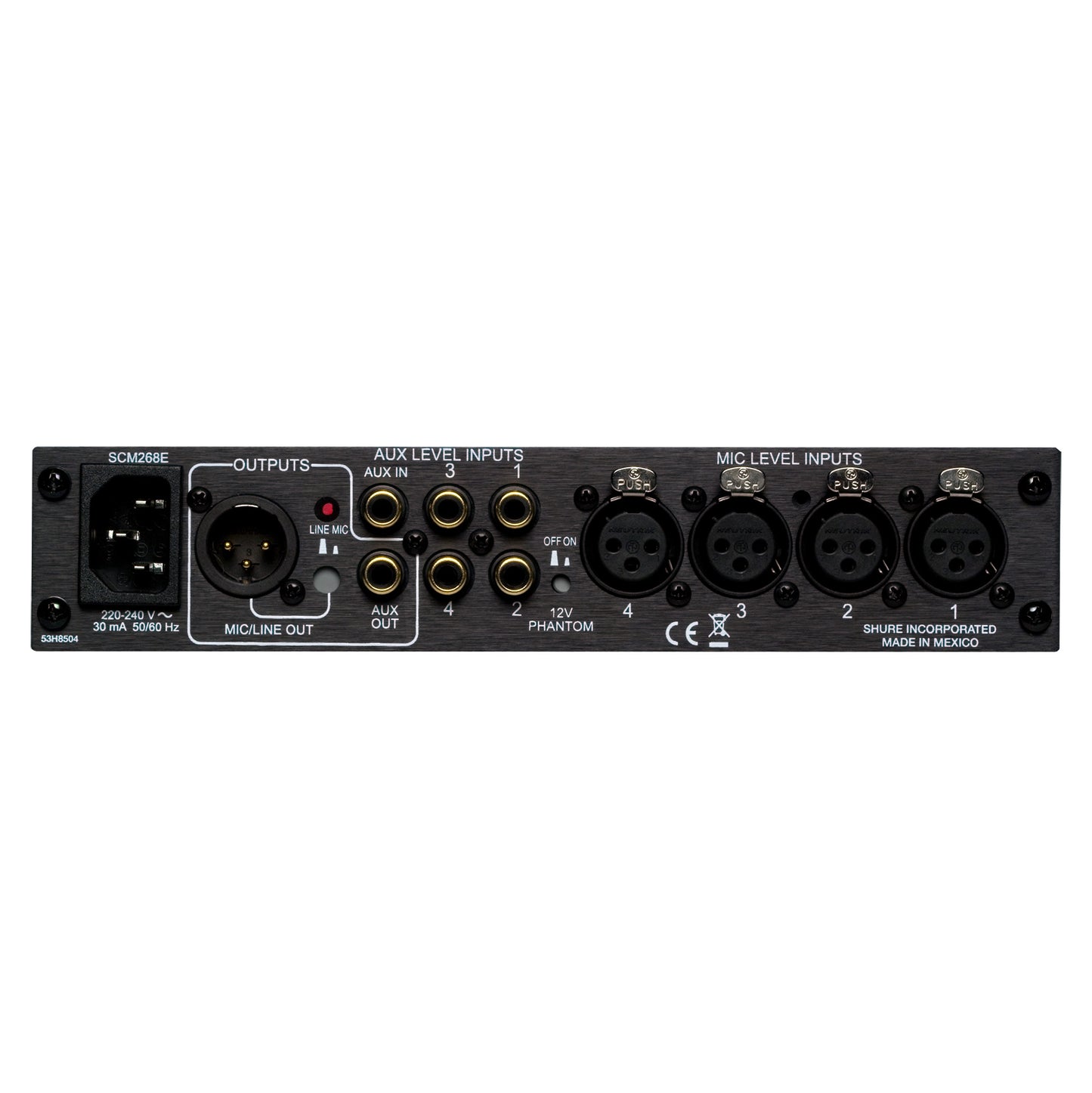 Shure SCM268 4-Channel Microphone Mixer back