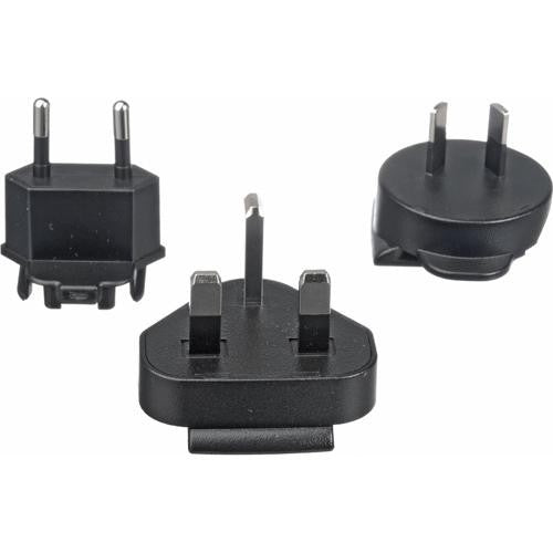 Three international snap-on plug adapters included with the Blackmagic Design 12V10W power supply