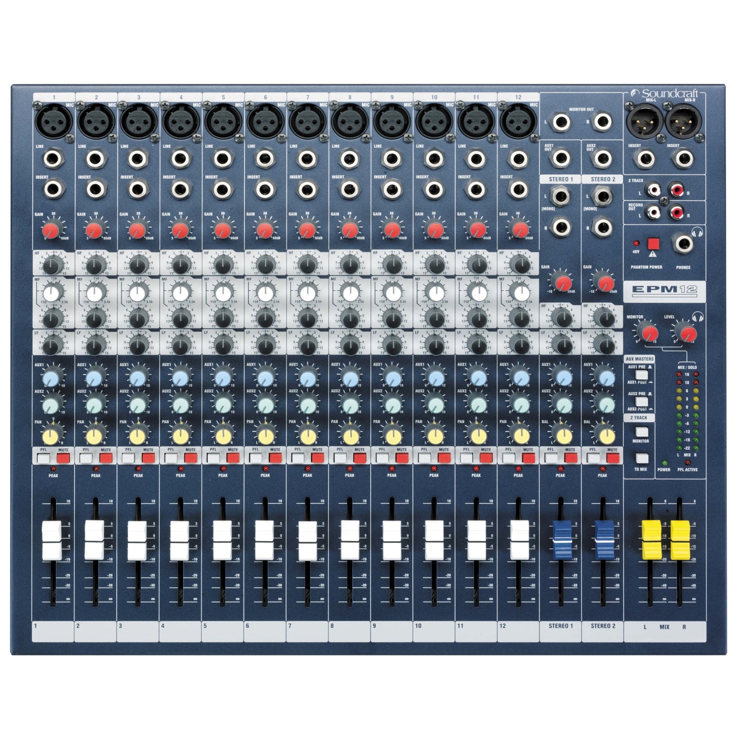 Soundcraft EPM12 12+2 Channel Mixer Top View