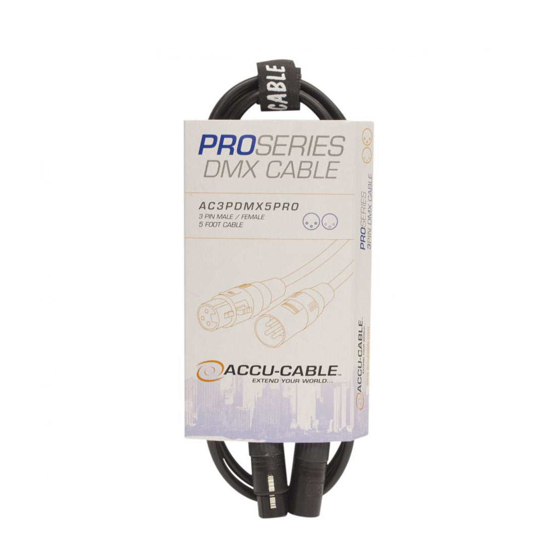 Accu-Cable AC3PDMX PRO 3-Pin Male to Female DMX Cable