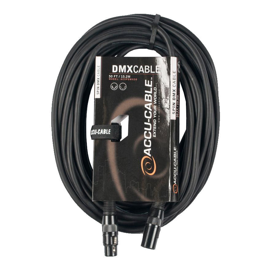 Accu-Cable AC5PDMX 5-Pin Male to 5-Pin Female DMX Cable 25ft