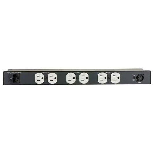Lowell Rackmount Power Distribution Unit 1U AC Power Strip | 7 Outlets | 15A | Gooseneck Lights