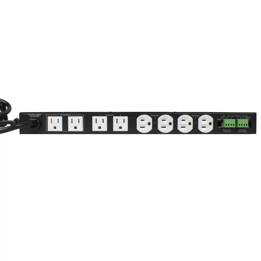 Lowell Rackmount Power Distribution Unit 1U AC Power Strip | 9 Outlets | 15A | 4-Step Sequencer, Remote Control