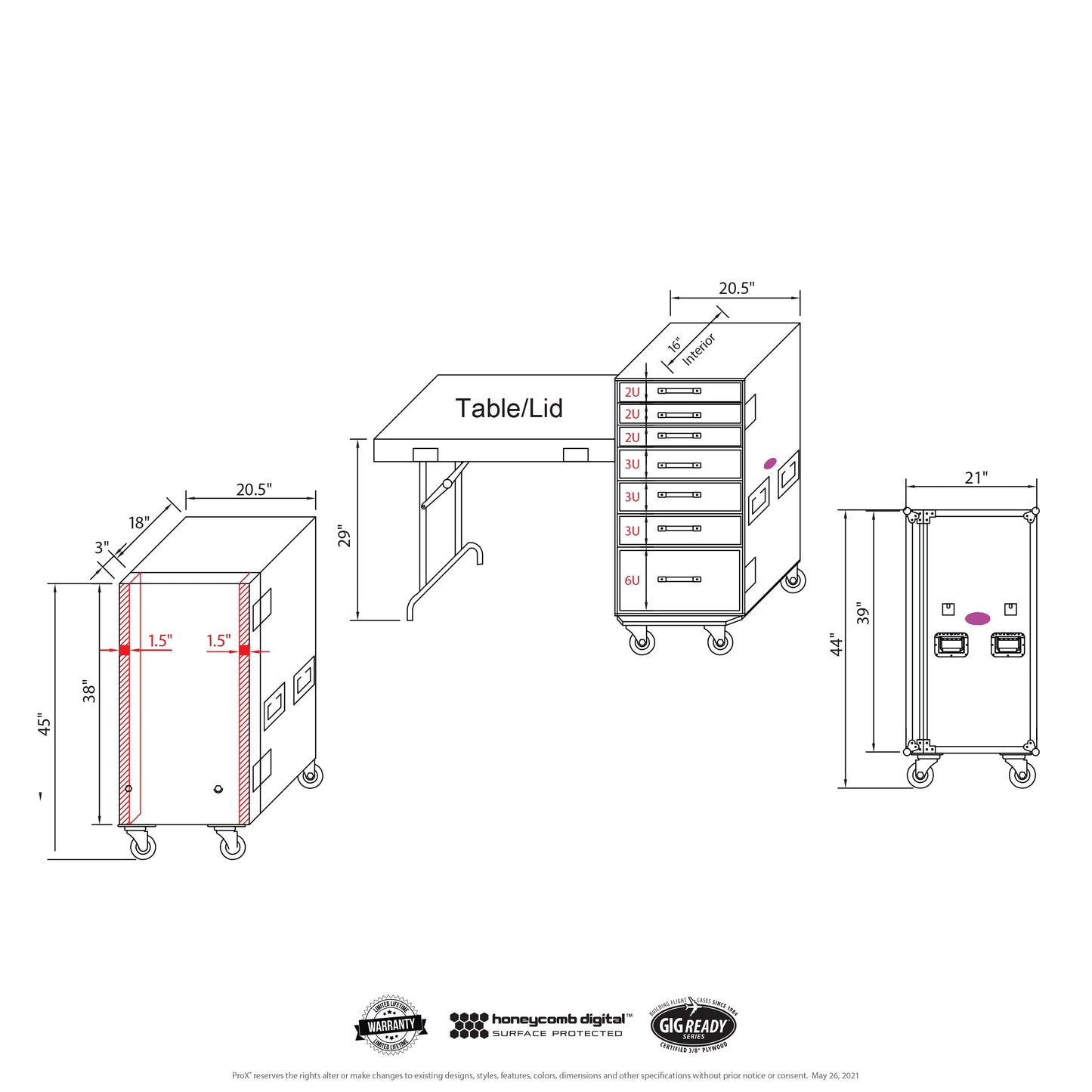ProX XS-7DTW 7-Drawer ATA Workstation Flight Case With Casters