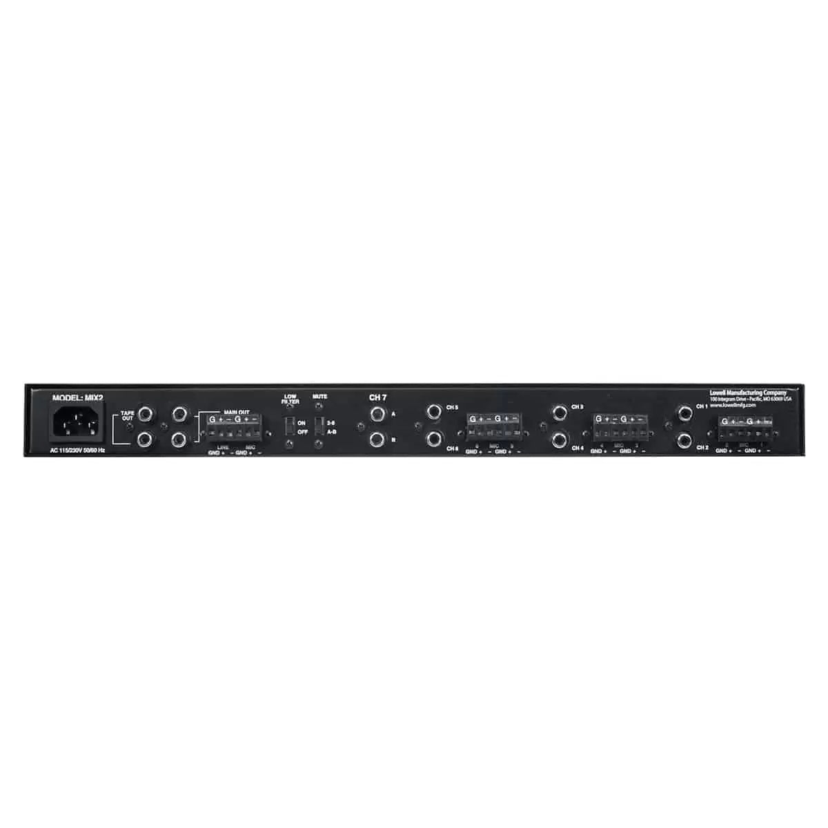 Lowell MIX2 Six-Channel Commercial Mixer With Rackmount Brackets