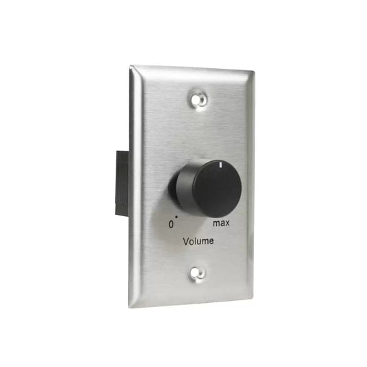 Lowell 100W Mono Volume Control With Standard Wall Plate | With Bypass | Stainless Steel