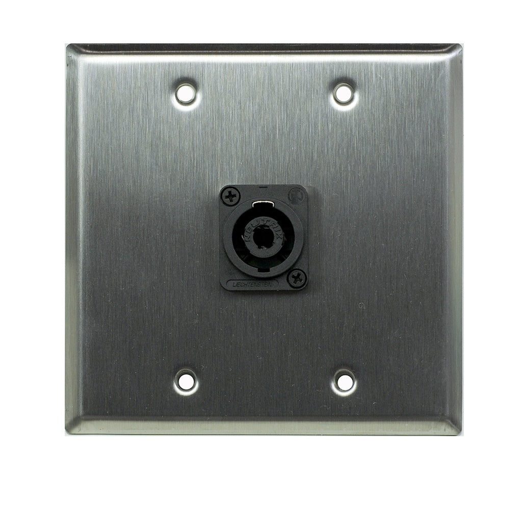 Whirlwind Two-Gang Wall Plate Brushed Stainless Connector Plate | 1-Position | Neutrik Speakon NL4