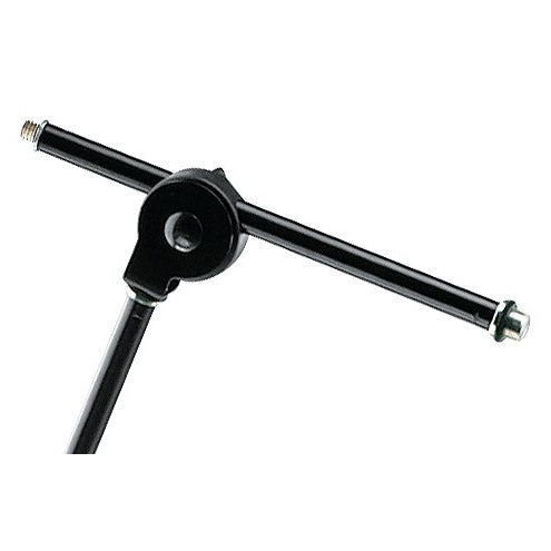 21430 overhead mic stand boom tip detail showing T-bar mic mount with threaded ends and pivot swivel head, K&M